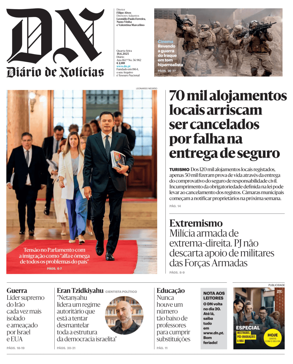 Prima-pagina-Diario de Noticias-edizione-di-oggi-20250618